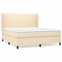 vidaXL Boxspringbett mit Matratze Creme 180x200 cm Stoff