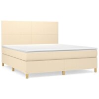 vidaXL Boxspringbett mit Matratze Creme 180x200 cm Stoff