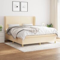 vidaXL Boxspringbett mit Matratze Creme 180x200 cm Stoff