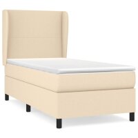 WOWONA Boxspringbett mit Matratze Creme 90x200 cm Stoff