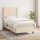 WOWONA Boxspringbett mit Matratze Creme 90x200 cm Stoff