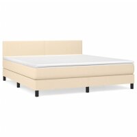 WOWONA Boxspringbett mit Matratze Creme 180x200 cm Stoff