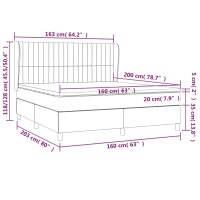 WOWONA Boxspringbett mit Matratze Hellgrau 160x200 cm Samt