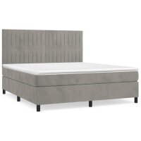 WOWONA Boxspringbett mit Matratze Hellgrau 160x200 cm Samt