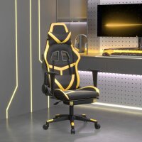 vidaXL Gaming-Stuhl mit Massage &amp; Fu&szlig;st&uuml;tze Schwarz Golden Kunstleder