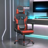 vidaXL Gaming-Stuhl mit Massage &amp; Fu&szlig;st&uuml;tze Schwarz &amp; Rot Kunstleder