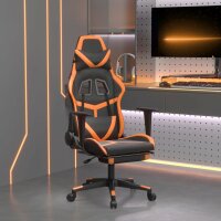 vidaXL Gaming-Stuhl mit Massage &amp; Fu&szlig;st&uuml;tze Schwarz Orange Kunstleder