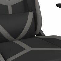 vidaXL Gaming-Stuhl mit Massage &amp; Fu&szlig;st&uuml;tze Schwarz &amp; Grau Kunstleder