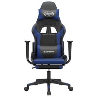 vidaXL Gaming-Stuhl mit Massage &amp; Fu&szlig;st&uuml;tze Schwarz &amp; Blau Kunstleder