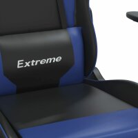 vidaXL Gaming-Stuhl mit Massage &amp; Fu&szlig;st&uuml;tze Schwarz &amp; Blau Kunstleder