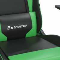 vidaXL Gaming-Stuhl mit Massage &amp; Fu&szlig;st&uuml;tze Schwarz &amp; Gr&uuml;n Kunstleder