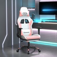 vidaXL Gaming-Stuhl mit Massage &amp; Fu&szlig;st&uuml;tze Wei&szlig; &amp; Rosa Kunstleder