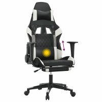 vidaXL Gaming-Stuhl mit Massage &amp; Fu&szlig;st&uuml;tze Schwarz &amp; Wei&szlig; Kunstleder