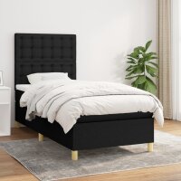 vidaXL Boxspringbett mit Matratze Schwarz 90x200 cm Stoff