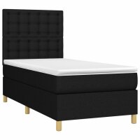 vidaXL Boxspringbett mit Matratze Schwarz 90x200 cm Stoff