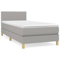 vidaXL Boxspringbett mit Matratze Hellgrau 90x200 cm Stoff