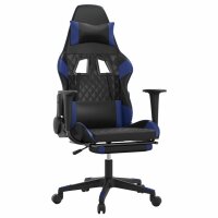 vidaXL Gaming-Stuhl mit Fu&szlig;st&uuml;tze Schwarz und Blau Kunstleder