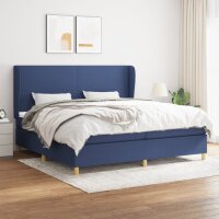 WOWONA Boxspringbett mit Matratze Blau 200x200 cm Stoff