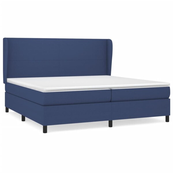 WOWONA Boxspringbett mit Matratze Blau 200x200 cm Stoff