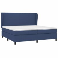 WOWONA Boxspringbett mit Matratze Blau 200x200 cm Stoff