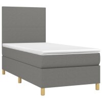 vidaXL Boxspringbett mit Matratze Dunkelgrau 100x200 cm Stoff