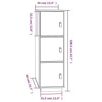 vidaXL Highboard Wei&szlig; 34x40x108,5 cm Massivholz Kiefer