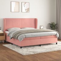 vidaXL Boxspringbett mit Matratze Rosa 200x200 cm Samt