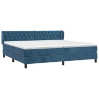 WOWONA Boxspringbett mit Matratze Dunkelblau 200x200 cm Samt