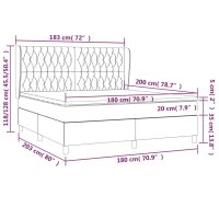 vidaXL Boxspringbett mit Matratze Schwarz 180x200 cm Stoff