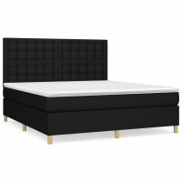 vidaXL Boxspringbett mit Matratze Schwarz 160x200 cm Stoff