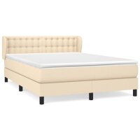 vidaXL Boxspringbett mit Matratze Creme 140x190 cm Stoff