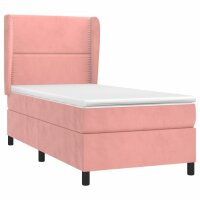 vidaXL Boxspringbett mit Matratze Rosa 90x190 cm Samt