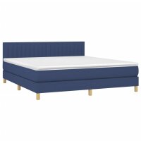 vidaXL Boxspringbett mit Matratze Blau 160x200 cm Stoff