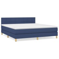 vidaXL Boxspringbett mit Matratze Blau 160x200 cm Stoff