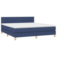 vidaXL Boxspringbett mit Matratze Blau 160x200 cm Stoff