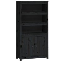 vidaXL Highboard Schwarz 80x35x154 cm Massivholz Kiefer