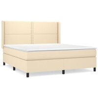 vidaXL Boxspringbett mit Matratze Creme 160x200 cm Stoff