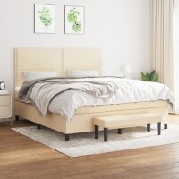 vidaXL Boxspringbett mit Matratze Creme 160x200 cm Stoff