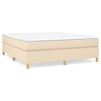 vidaXL Boxspringbett mit Matratze Creme 160x200 cm Stoff