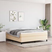 vidaXL Boxspringbett mit Matratze Creme 160x200 cm Stoff