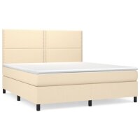 vidaXL Boxspringbett mit Matratze Creme 160x200 cm Stoff