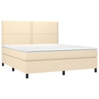 vidaXL Boxspringbett mit Matratze Creme 160x200 cm Stoff