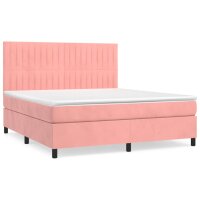 vidaXL Boxspringbett mit Matratze Rosa 180x200 cm Samt