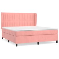 vidaXL Boxspringbett mit Matratze Rosa 180x200 cm Samt