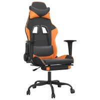 vidaXL Gaming-Stuhl mit Massage &amp; Fu&szlig;st&uuml;tze Schwarz Orange Kunstleder