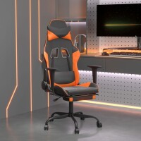 vidaXL Gaming-Stuhl mit Massage &amp; Fu&szlig;st&uuml;tze Schwarz Orange Kunstleder