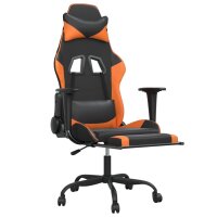 vidaXL Gaming-Stuhl mit Massage &amp; Fu&szlig;st&uuml;tze Schwarz Orange Kunstleder