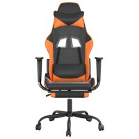 vidaXL Gaming-Stuhl mit Massage &amp; Fu&szlig;st&uuml;tze Schwarz Orange Kunstleder