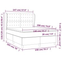 WOWONA Boxspringbett mit Matratze Creme 140x190 cm Stoff