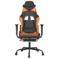 vidaXL Gaming-Stuhl mit Fu&szlig;st&uuml;tze Schwarz und Orange Kunstleder